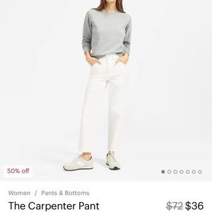 Everlane Carpenter white ankle length straight cut cargo pants in Size 0.